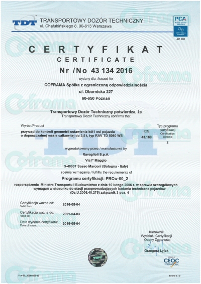 Certyfikat TDT